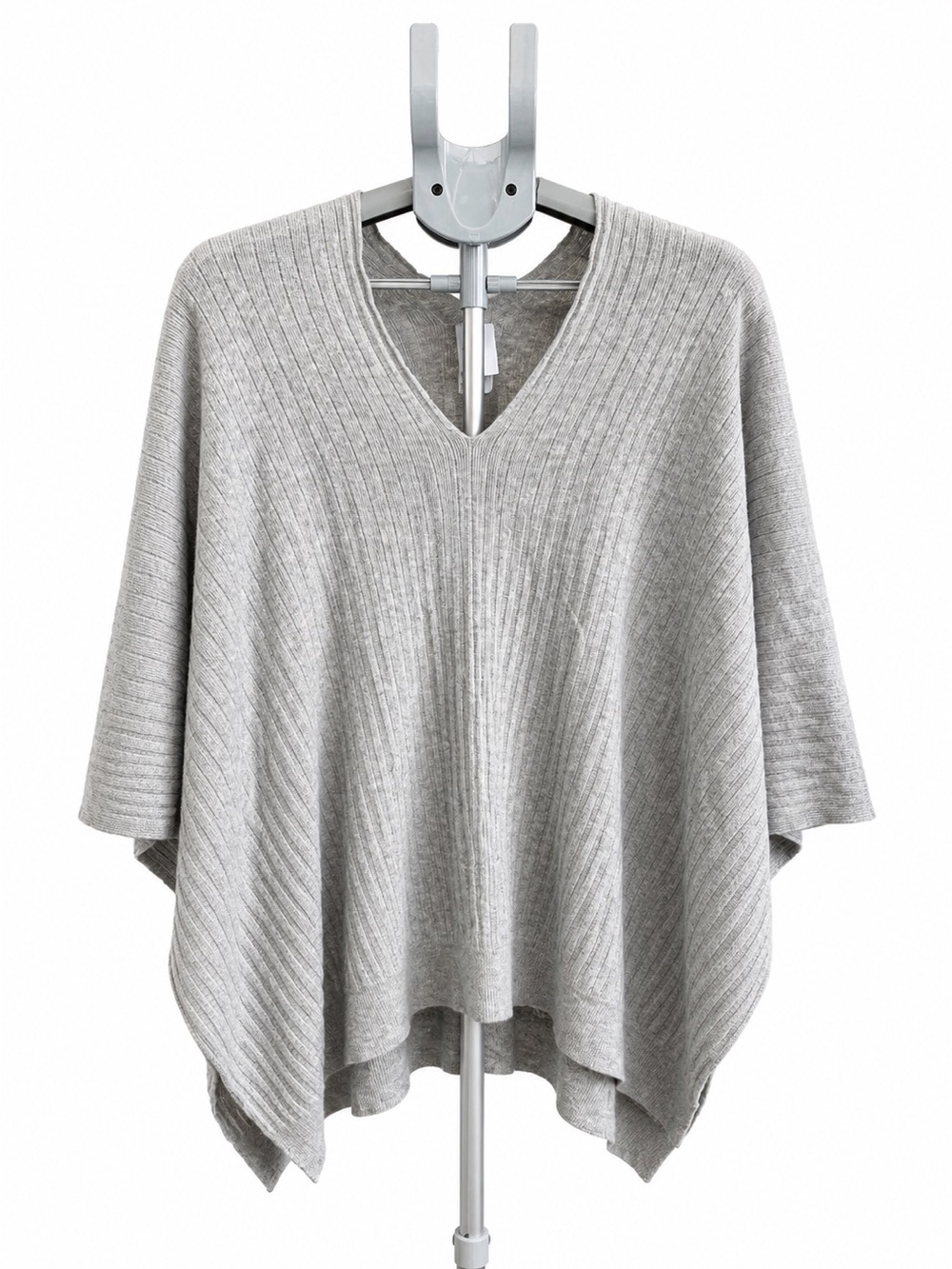 CAbi Watson Dolman Sleeve Pullover Gray Ribbed Knit Relaxed Fit V Neck Size M